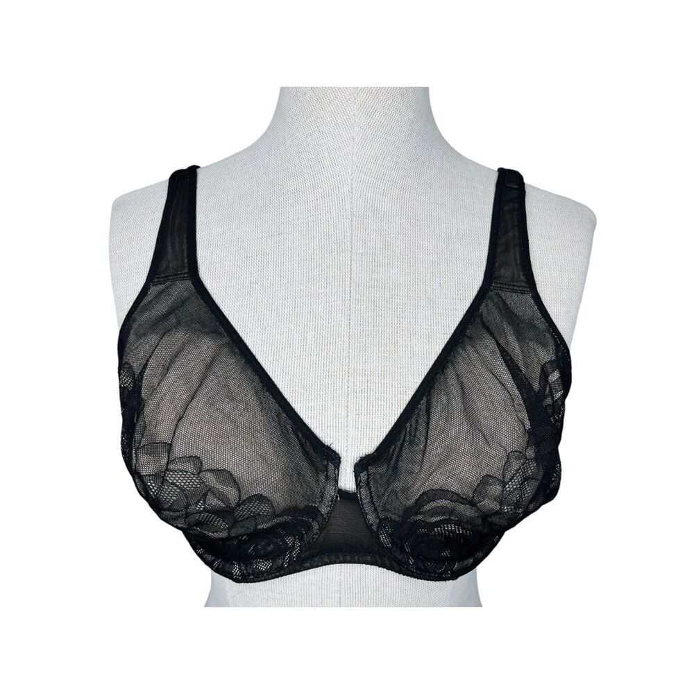 Wacoal Stark Beauty Underwire Bra sz 34DD * Black Beige Sand Full Figure Mesh